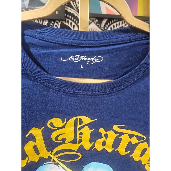 NWT Ed Hardy Lightning Eagle Tattoo Deadstock Streetwear Tee Navy Large - Picture 2 of 8